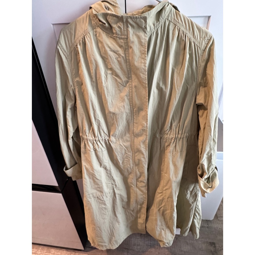 Plastic Island Womens Sage Green Hooded Lightweight‎ Trench Coat Jacket Small